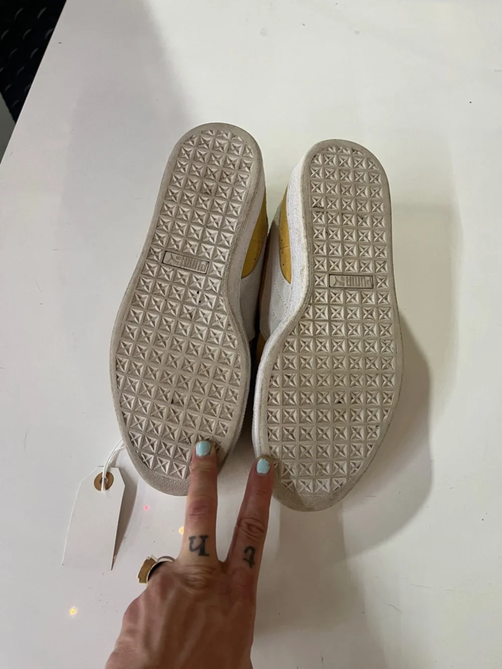 Puma Suede Low-Top Sneakers in Mustard Yellow and White - Picture 4 of 4